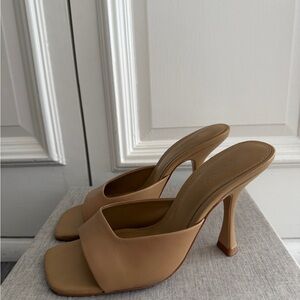 Mango Tan Heeled Mules